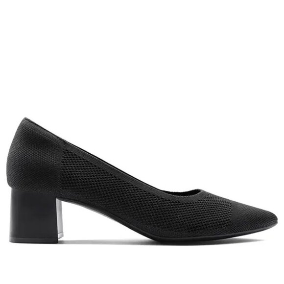 Women’s Low Block Heel Pumps – Pointed Toe Knit Dress Shoes, Comfortable Slip-On - Picture 1 of 6